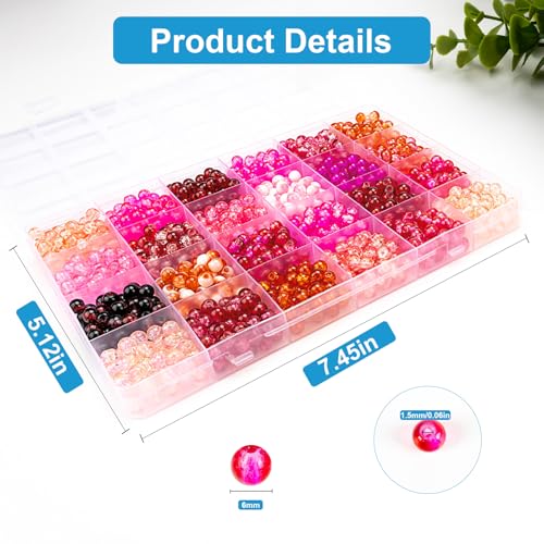About 1200pcs 6mm Crack Glass Beads Bracelet Making Kit (1200 Count)
