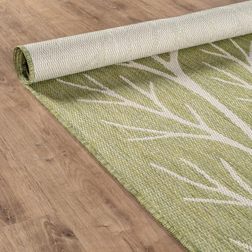 Washable Indoor Outdoor Rug 6x9 Modern Area Rugs Branch Pattern Non Shedding Waterproof Easy Clean Patio Deck Porch Living Room Bedroom Garden RV (54 Sq Ft)