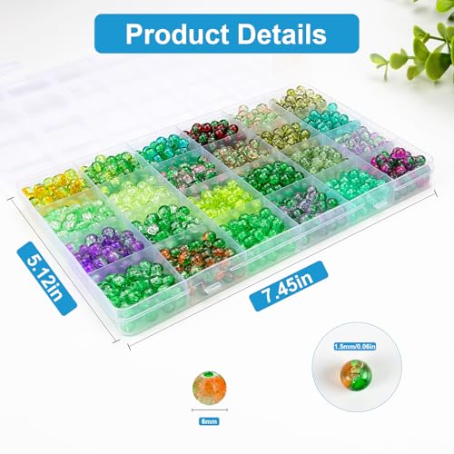 About 1200pcs 6mm Crack Glass Beads Bracelet Making Kit (1200 Count)