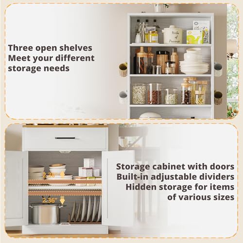 Bakers Rack Microwave Stand with Customizable Pegboard and Storage