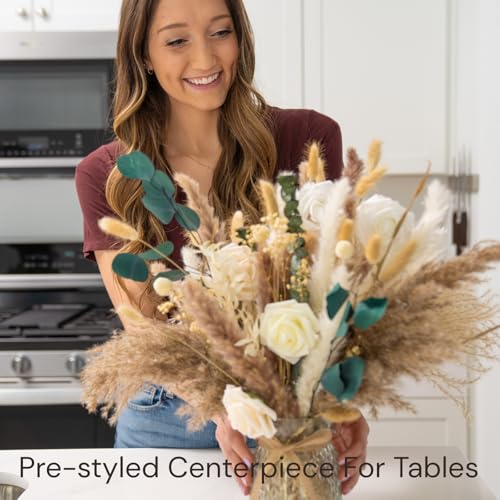 100pcs Artificial Flowers Arrangement With Vase (100 Count)