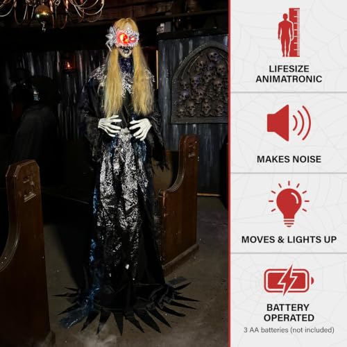 5.9 Ft. Animatronic Standing Masquerade Lady (5.5 ft Standing Masquerade Lady)