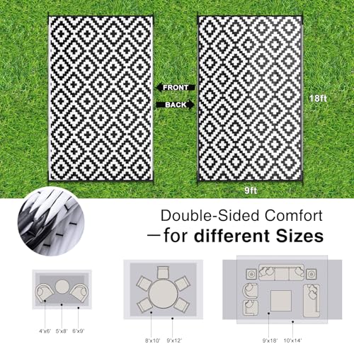 Outdoor Rug 9x18 ft Waterproof Reversible Mat