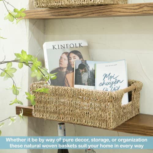 Large Natural Wicker Basket Rectangular with Wooden Handles