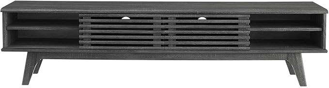 Modway Render Mid-Century Modern Low Profile 70 Inch Media Console TV Stand in Charcoal, 70"