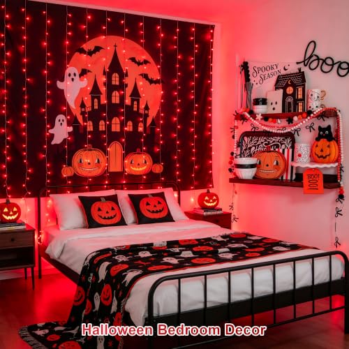 300LED Red Curtain Lights for Halloween Christmas Decor (9.8 Foot)