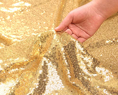 Sequin Tablecloth 90x132 Inch Gold for Wedding Party