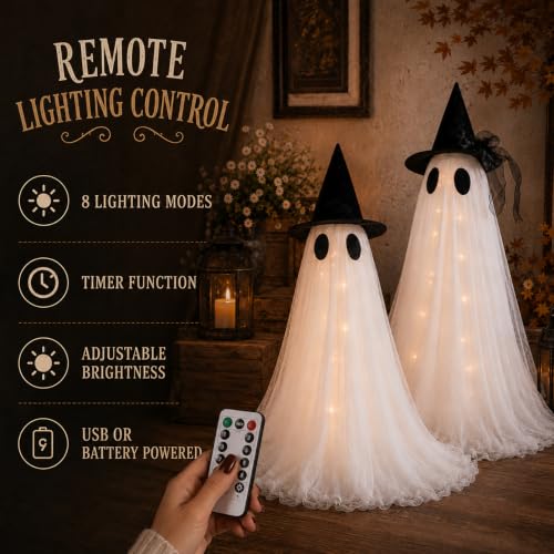 2 Pack Cute Glowing Ghost Decor (2PK-TABLETOP-GHOST)