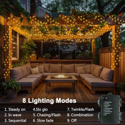 2 Pack Cluster Fairy Lights Battery Operated with Timer (400 Count)