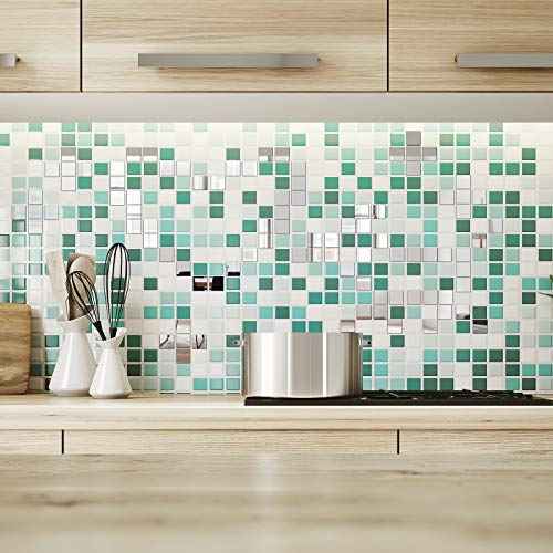 150 Pieces 1 Inch 3 Shapes Mirror Mosaic Tile Small Round Diamond Square Mini Mosaic Mirrors DIY Craft Glass Decorative for Projects Crafts Supplies