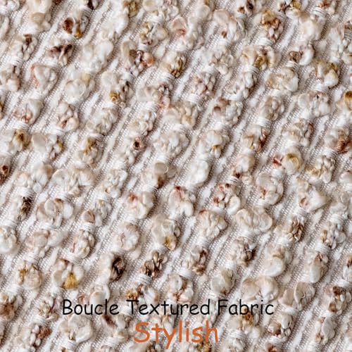 Striped Euro Sham Pillow Covers 26x26 Set of 2 Beige Textured Boucle Chic Morden Boho Accent Farmhouse Square Decorative Couch Throw Pillow Covers for Home Decor Bed Sofa Living Room (2 Count)