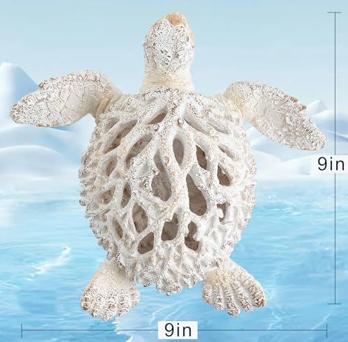 Ocean White Sea Turtle Coral Reef Beach Coastal Home Shelf Decor