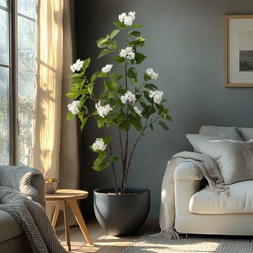Fake Plants Home Decor Artificial Plants Outdoor Hydrangea Artificial Plants Indoor Fake Tree Living Room Decor Artificial Tree Porch Decor Fiddle Leaf Fig Tree 6Ft