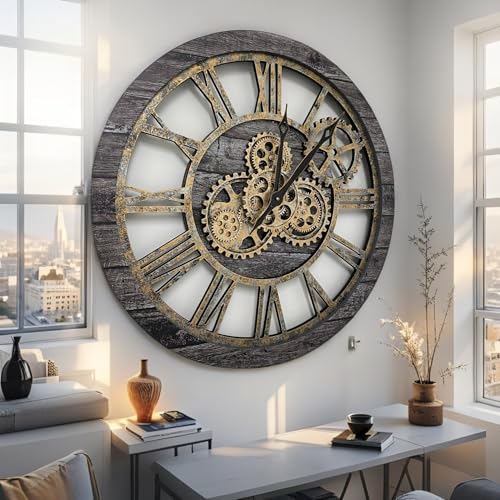 The Gears Clock The Original Real Moving Gear Wall Clock Vintage Industrial Oversized Rustic Farmhouse