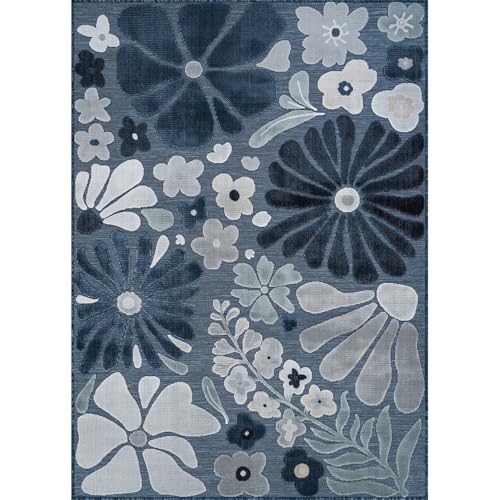 Outdoor Rug 5x7 Modern Floral Tropical Area Rugs for Outdoor and Indoor Patio Easy to Clean Non Shedding Living Room Porch Garden Washable Outside Carpet (35 Sq Ft)