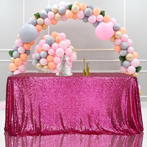 Sequin Tablecloth 50x72 Inch Hot Pink for Wedding Birthday Party