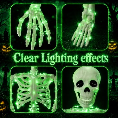 2Pack36 Halloween Lighted Skeleton Deco (Green Light)