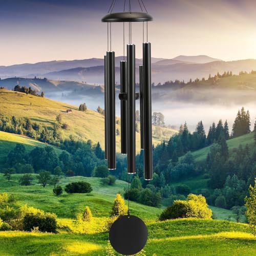 Wind-Chimes-Outdoor-Large-Decor, Deep Tone Soothing Melodic Tones Windchimes, Wind Chimes for Outside, Memorial Wind Chime Best Gift for Mom Women Grandma Neighbors（40" Black）