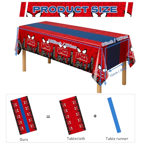 8Pcs 2in1 Spider Birthday Decorations Tablecloths (8 Count)