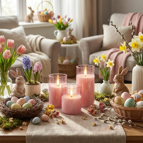 Pink Glass Flameless Candles (3 Count)