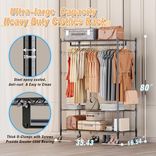 3 Tier Heavy Duty Garment Rack with Wheels