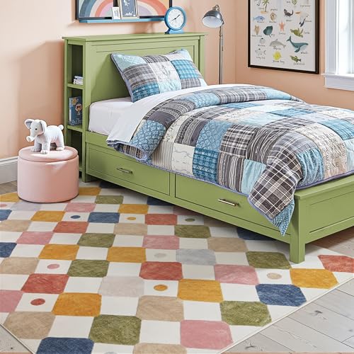 5x7 Nursery Rug Washable Kids Playroom Rug Colorful Classroom Decor (35 Sq Ft)