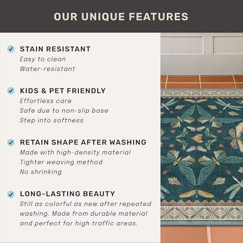 Dark Teal 4x6 Area Rugs for Door Mat Entrance (24 Sq Ft)