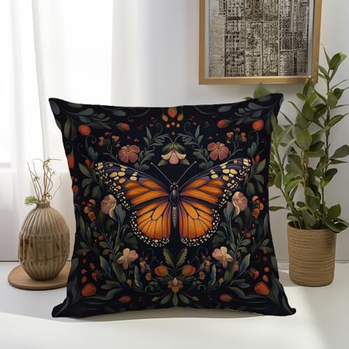 William Morris Abstract Vintage Floral Velvet Butterfly Design Throw Pillow Covers Home Decor