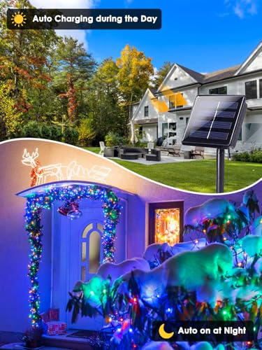 Solar Christmas Lights Outdoor 4 Pack 200 LED 132FT String Light Multicolor (4 Count)