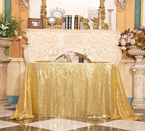 Sequin Tablecloth 60x120 Inch Gold for Wedding Party
