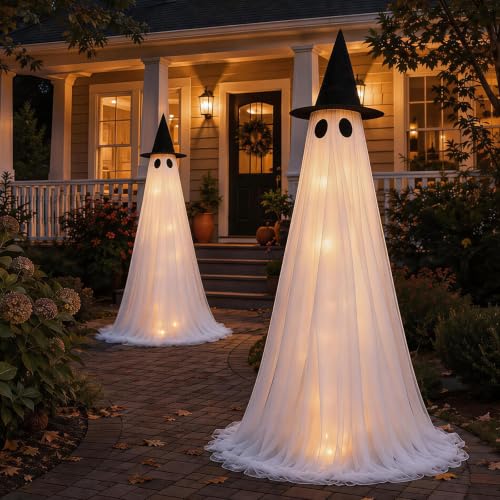 2 Pack 5 Ft Large Light Up Ghost Decor (2PK-LARGE-LED-GHOST)