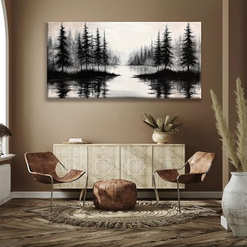 Large Wall Art For Living Room Canvas Art Wall Decor Modern Minimalist Artwork Forest River Landscape Paintings Pictures For Bedroom Apartment Office Mural Aesthetic Artwork 29 X 58 In