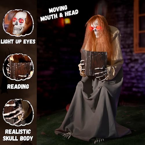 Halloween Animatronics Sitting Skeleton Ghost Decorations