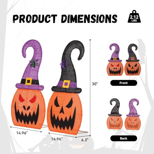 28" H Halloween 2D Lighted Pumpkin Yard Outdoor Decor Set of 2 (Pumpkin Set of 2)