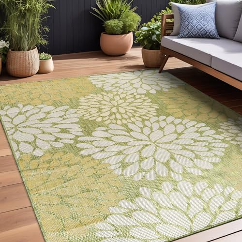 Outdoor Rug 6x9 Modern Exotic Tropical Leaf Area Rugs for Indoor and Outdoor Patio Deck Porch Garden Water Resistant Washable Outside Carpet