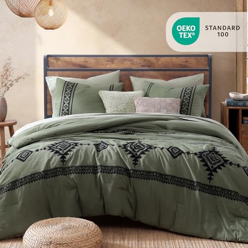Embroidery California King Comforter Set 7 Pieces Bed in a Bag