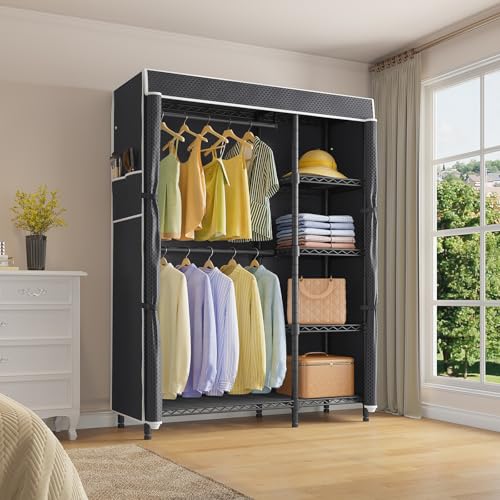 V7C Portable Closet for Hanging Clothes Heavy Duty Rack with Cover