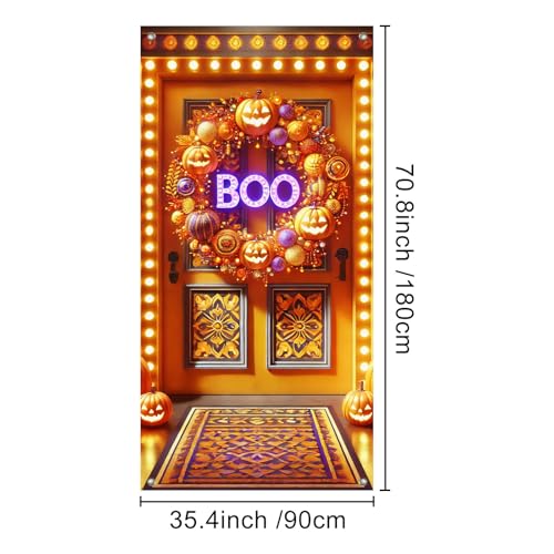 Halloween Door Banner Pumpkin Boo 35x71 Inch Polyester