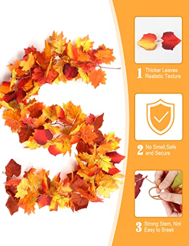5 Pack Fall Leaves Garland Decorations for Home (5 Count)