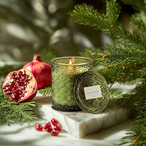 Pomegranate & Pine Scented Candles for Home (8.1 Ounce)