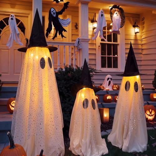 3 Pcs Halloween Decorations Outdoor Light up Ghost with Lights