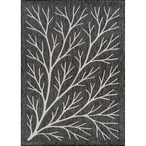 Washable Indoor Outdoor Rug 5x7 Modern Area Rugs Branch Pattern Non Shedding Waterproof Easy Clean Patio Deck Porch Living Room Bedroom Garden RV (35 Sq Ft)
