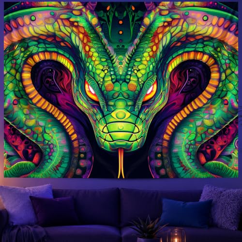 Blacklight Tapestry Snake Serpent Room Wall Art 78 x 59 Inch