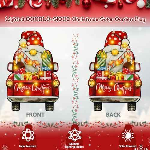 28x40 Solar Christmas Dwarf Garden Flag