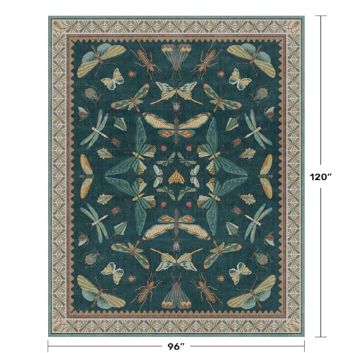 Insect Print Washable 8x10 Living Room Rug (80 Sq Ft)