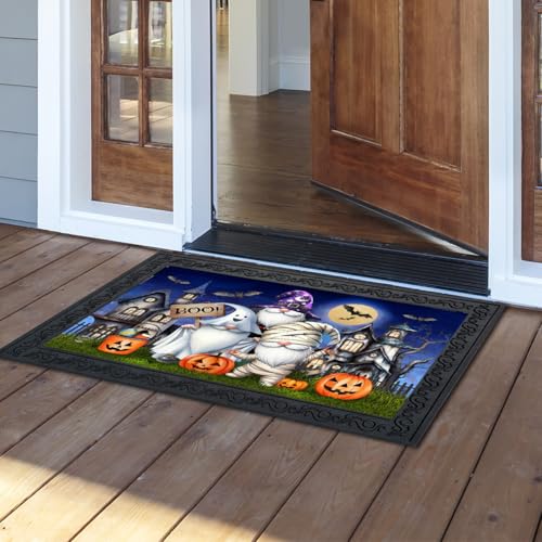 Halloween Doormat 30x18 Indoor Outdoor Costumed Gnomes for Halloween Doormat (3.75 Sq Ft)