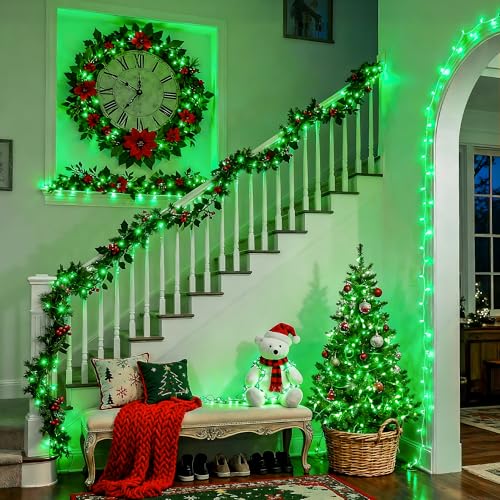 200 LED Green Christmas Indoor Outdoor Halloween Lights Clear Wire (66 Foot)