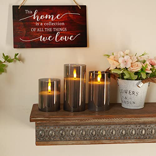 Grey Glass Flameless Candles (3 Count)