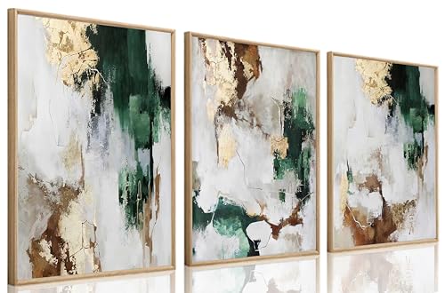 3Pcs Green And Gold Canvas Wall Art (3 Count)