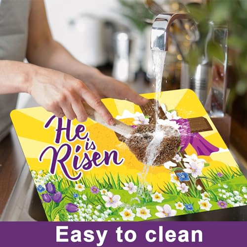 Happy Easter Placemats Set of 6 He is Risen Plastic Table Mat 17×13×0.04in (6 Count)